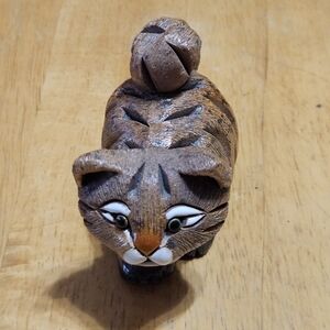 Artesania Rinconada Tabby Cat Figurine Uruguay Art Pottery Brown Kitty